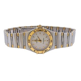 Omega Constellation Stainless Steel 18k Gold Quartz Watch 