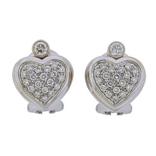 Damiani 18k Gold Diamond Heart Earrings 