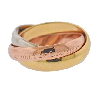 Cartier Trinity 18k Tri Color Gold Rolling Band Ring Sz 46