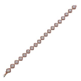 Martin Flyer 6.25ctw White Pink Diamond Platinum Rose Gold Bracelet 
