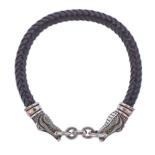 Kieselstein Cord Sterling Silver Alligator Leather Cord Necklace
