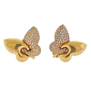Bvlgari Bulgari 18k Gold Diamond Butterfly Earrings