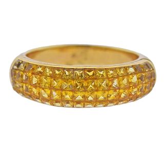 18k Gold Invisible Set Yellow Sapphire Ring 