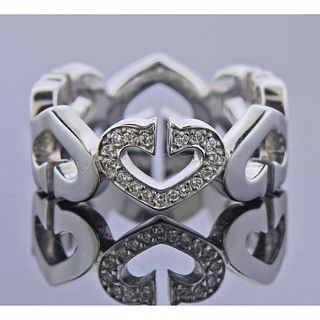 Cartier 18k Gold Diamond Heart Band Ring 