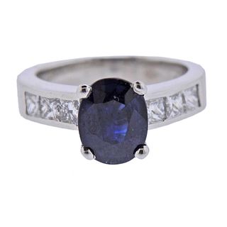 Platinum 1.96ct Sapphire Diamond Ring 