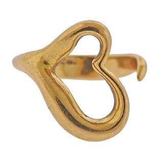 Tiffany & Co Peretti Open Heart 18k Gold Ring 