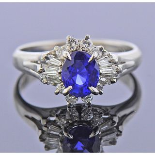 Platinum Diamond Sapphire Ring 