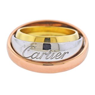 Cartier Trinity 18k Tri Color Gold Pendant Band Ring Size 50