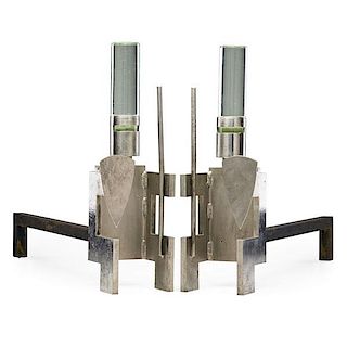 STYLE OF JACQUES ADNET Pair of andirons