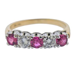 14k Gold Diamond Pink Sapphire Ring 