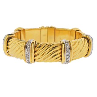 1980s 18k Gold Diamond Bracelet 