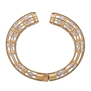 Assael 18k Gold Pearl Diamond Cuff Bracelet 