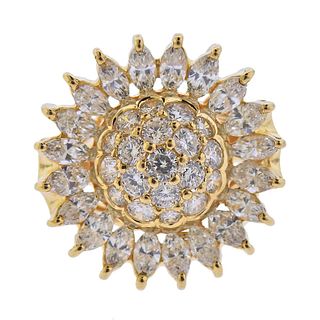 18k Gold Diamond Flower Ring 