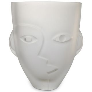 Orrefors Frosted Glass "Ramses" Sculptural Face Vase