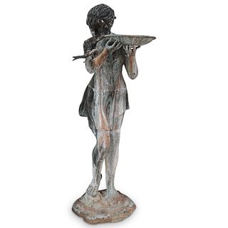 Large Patinated Bronze Figural Fountain