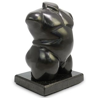 After Fernando Botero Male Torso Bronze Sculpture