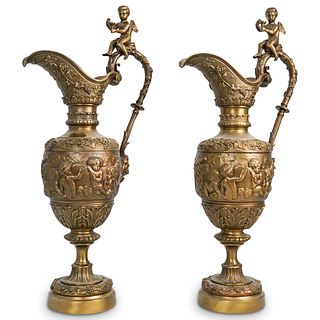 Pair of French Bronze Ewers