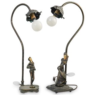 (2 Pc) Pair of Vintage Figural Table Lamps