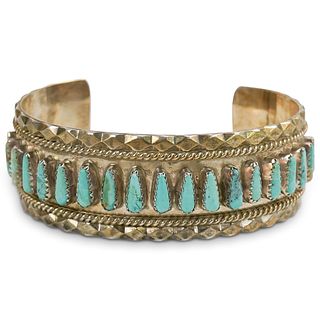 T. Lowe Navajo Sterling Turquoise Cuff