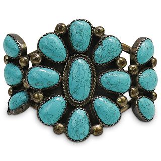 Navajo Sterling Turquoise Cabochons Bracelet