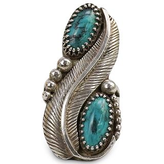 Turquoise Silver "Feather" Ring