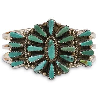 T. Lowe Navajo Sterling Turquoise Small Cuff