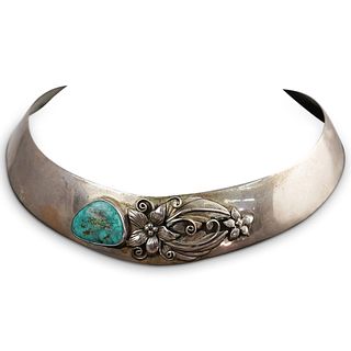 Vintage Navajo Style Sterling Silver and Turquoise Choker