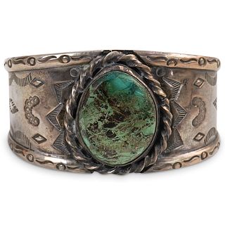 Mexican Sterling Silver and Turquoise Cuff