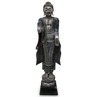 Thai Wood mirrored Buddha Statue
