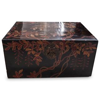 Semi-Antique Lacquered Chinese Trunk Box