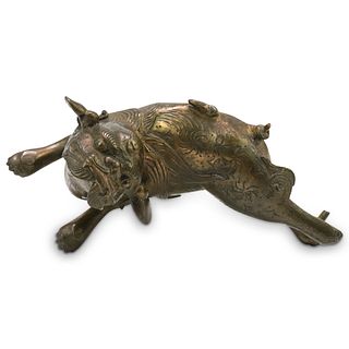 Antique Chinese Bronze Gilt Foo Dog