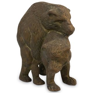 Vintage Brass Mating Bears Statue