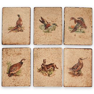 (6 Pc) Vintage Game Bird Ceramic Tiles