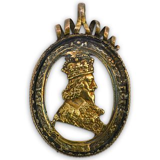 Antique "King Charles I" Gilt Royalist Badge