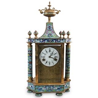 Gilded Brass and Cloisonne Mantel Clock