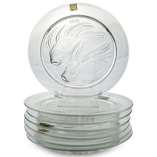 (7 Pc) Lalique Crystal Plate Set