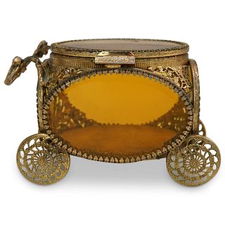 Antique Carriage Filigree Jewelry Casket Box