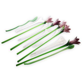 (12 Pc) Assorted Glass Flowers Set