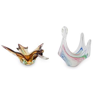 (2Pc) Murano Glass Bird Bowls
