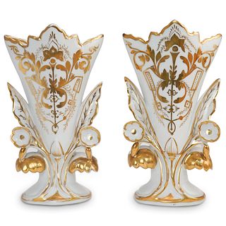 Pair Of Old Paris Porcelain Vases