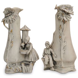 Pair Of Royal Dux Figural Vases