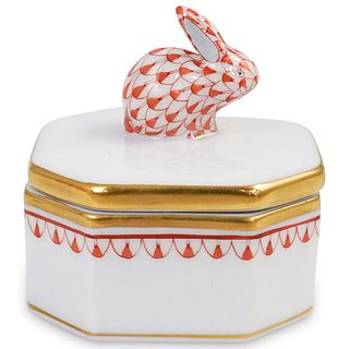 Herend Hungary Bunny Porcelain Jewelry Box