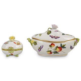 (2 Pcs) Herend Porcelain Queen Victoria Fancies Collection Set