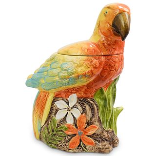 Tropical Parrot Ceramic Cookie Jar