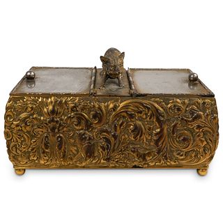 Victorian Solid Bronze Fox Trinket Box