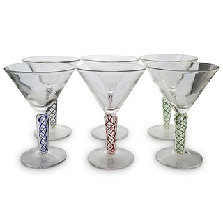 (6 Pcs) Art Glass Martini Glasses Set