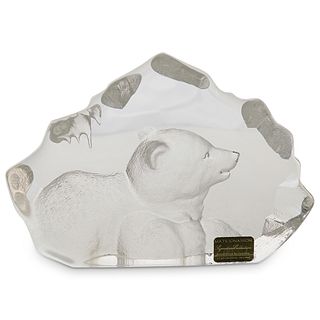 Mats Jonasson Polar Bear Cub Glass Sculpture