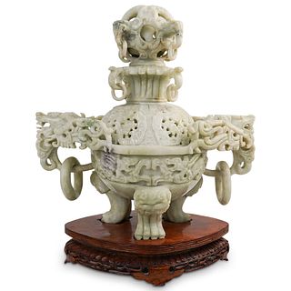 Antique Chinese Large Carved Jade Censer