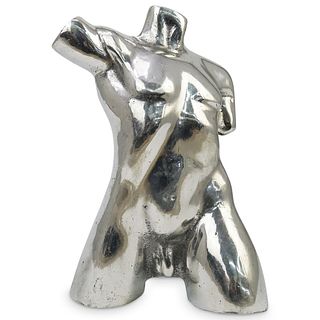 Male Nude Torso Aluminum Table Sculpture