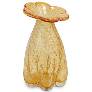 Vintage Amber Bubble Glass Vase